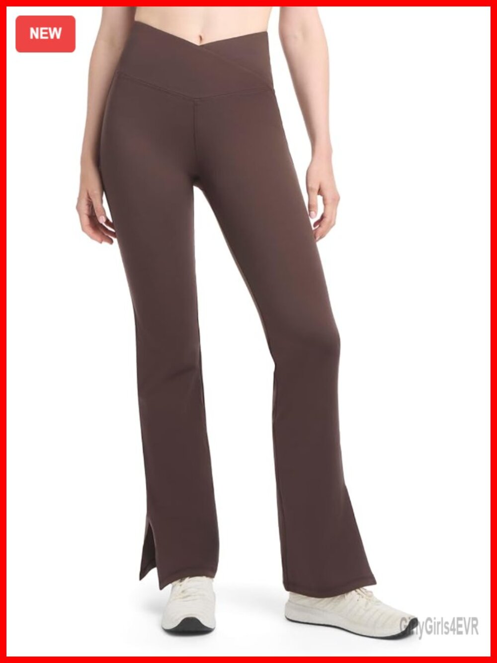 Side Slit Flare Leg Yoga Pants with 4-Way Stretch